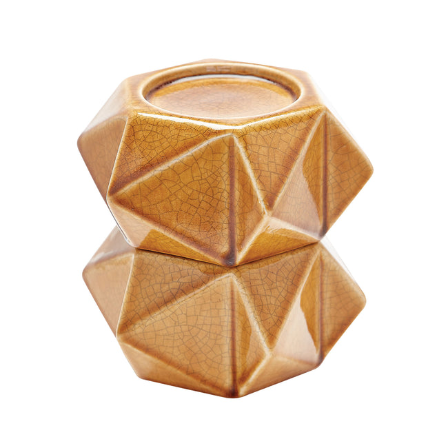 857128/S2 - Ceramic Star Candle Holders in Honey (Set of 2) - Large