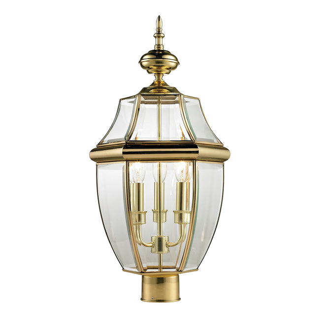 8603EP/85 - Ashford 3-Light Post Mount Lantern in Antique Brass - Large