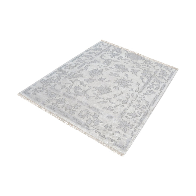 8905-284 - Harappa Hand-knotted Wool Rug in Silver and Ivory