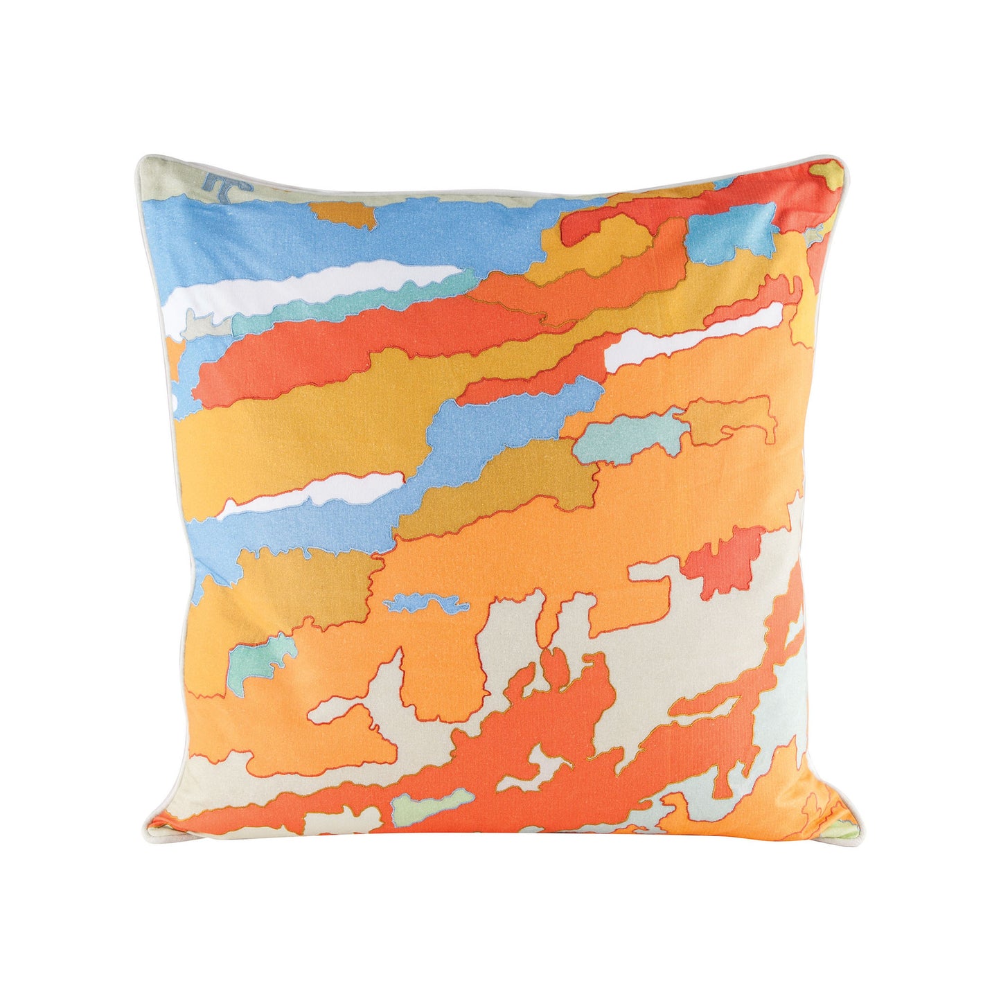 8906-007-C - Orange Topography Pillow with Goose Down Insert