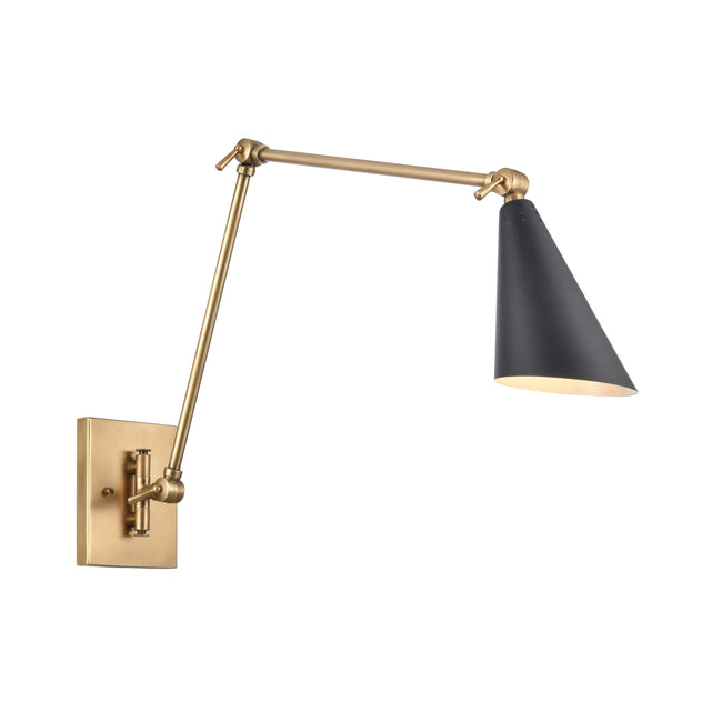 89211/1 - Calder 18.5'' High 1-Light Swingarm Sconce - Natural Brass and Matte Black