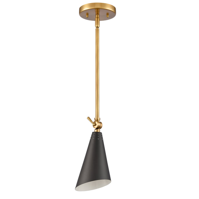 89212/1 - Calder 4.5'' Wide 1-Light Mini Pendant in Natural Brass with Black