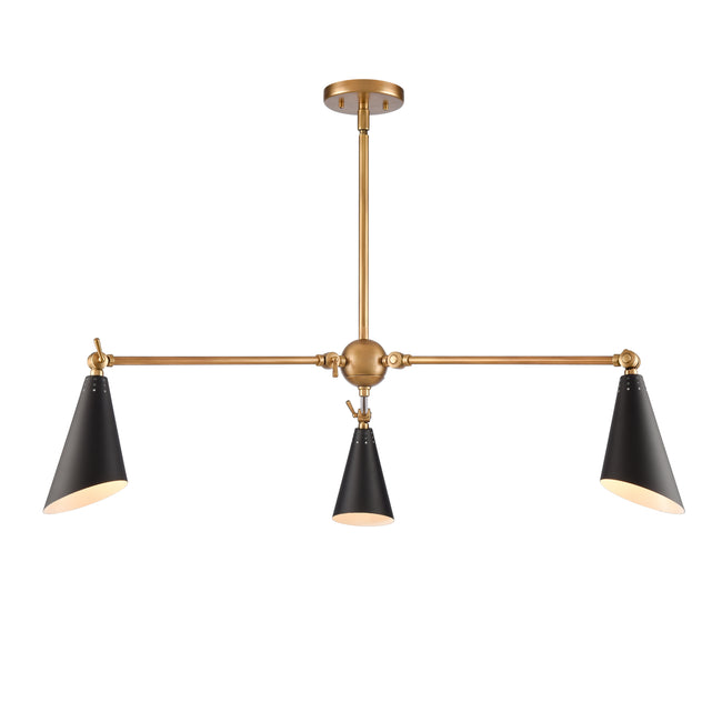 89218/3 - Calder 38'' Wide 3-Light Chandelier - Natural Brass with Black