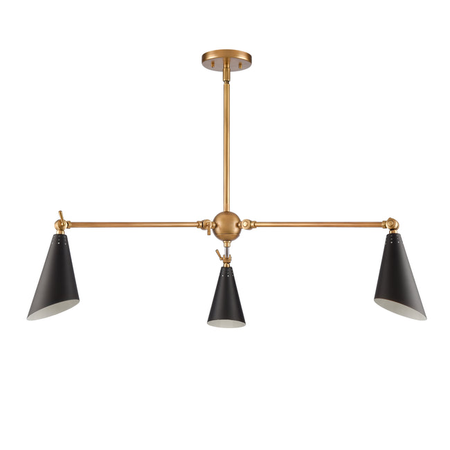 89218/3 - Calder 38'' Wide 3-Light Chandelier - Natural Brass with Black