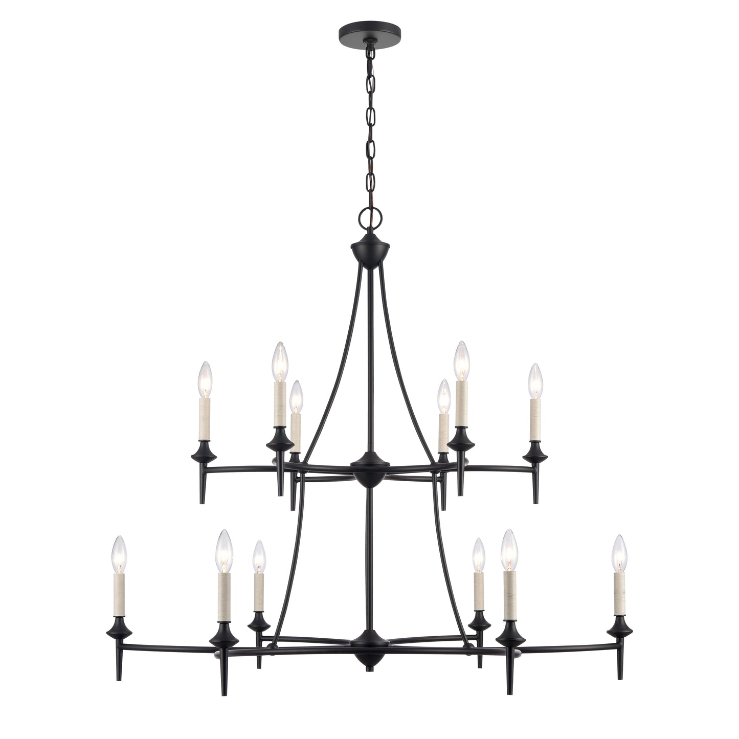 89699/6+6 - Solomon 41'' Wide 12-Light Chandelier - Matte Black