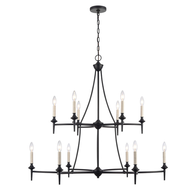 89699/6+6 - Solomon 41'' Wide 12-Light Chandelier - Matte Black