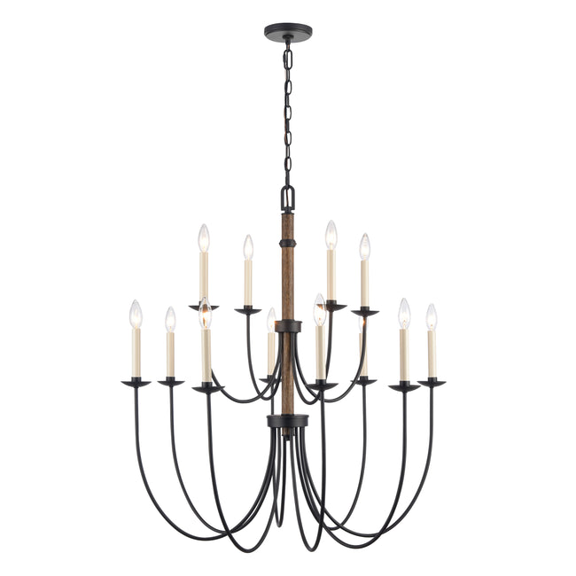 89709/8+4 - Neville 34'' Wide 12-Light Chandelier - Charcoal Black