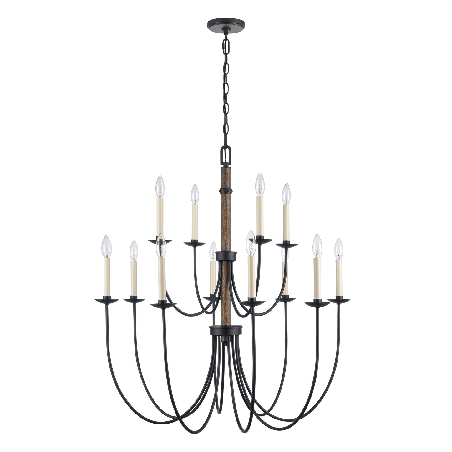 89709/8+4 - Neville 34'' Wide 12-Light Chandelier - Charcoal Black