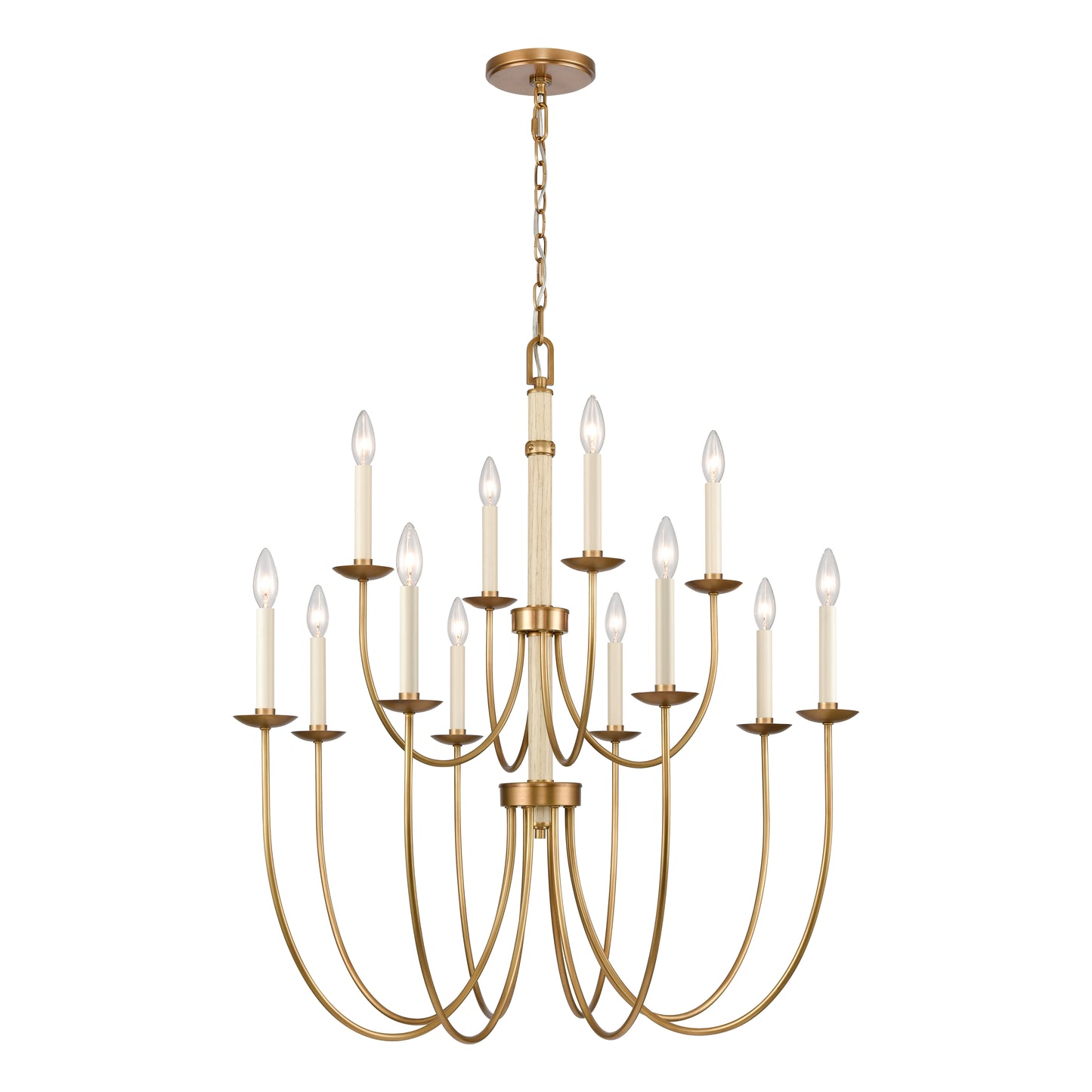 89719/8+4 - Neville 34'' Wide 12-Light Chandelier - Natural Brass