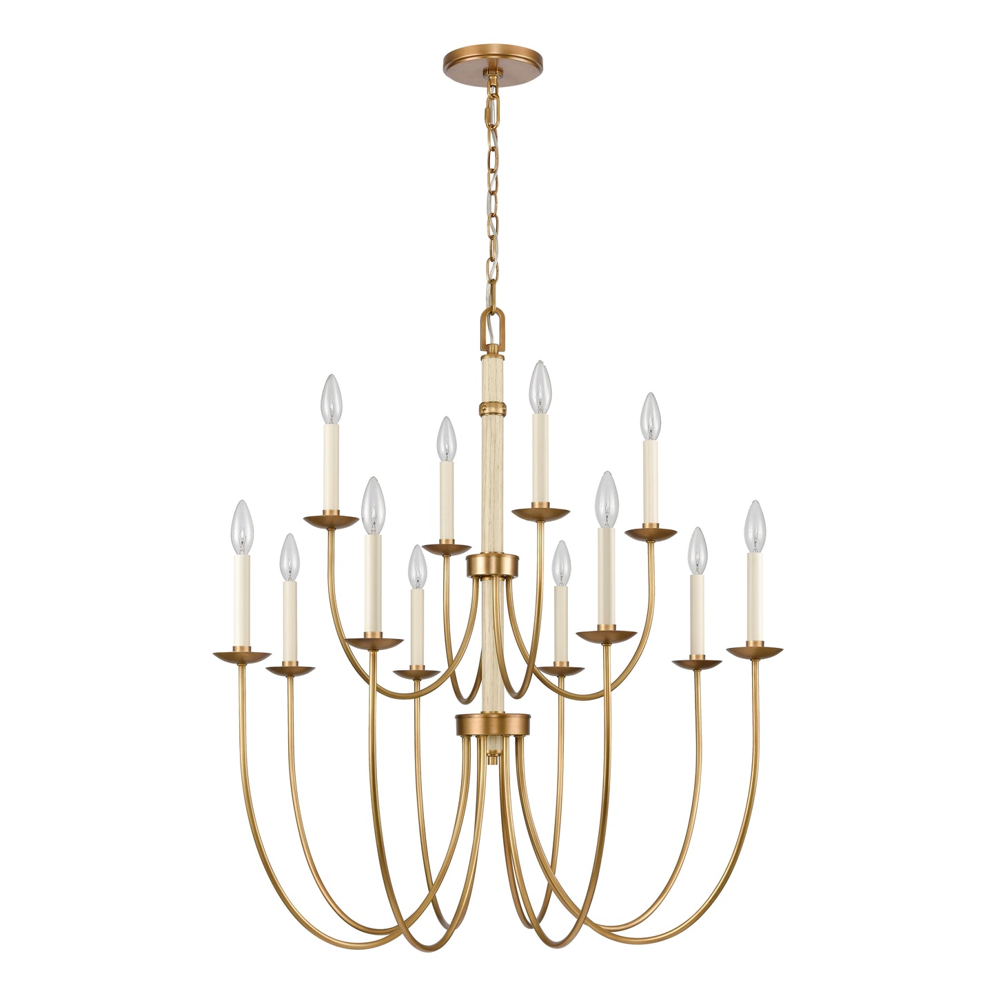 89719/8+4 - Neville 34'' Wide 12-Light Chandelier - Natural Brass