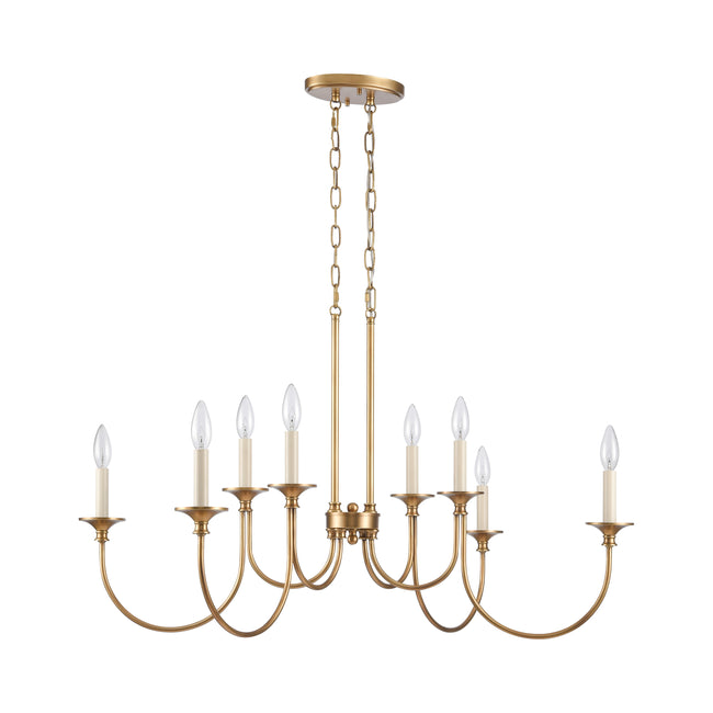 89727/8 - Cecil 34'' Wide 8-Light Linear Chandelier - Natural Brass