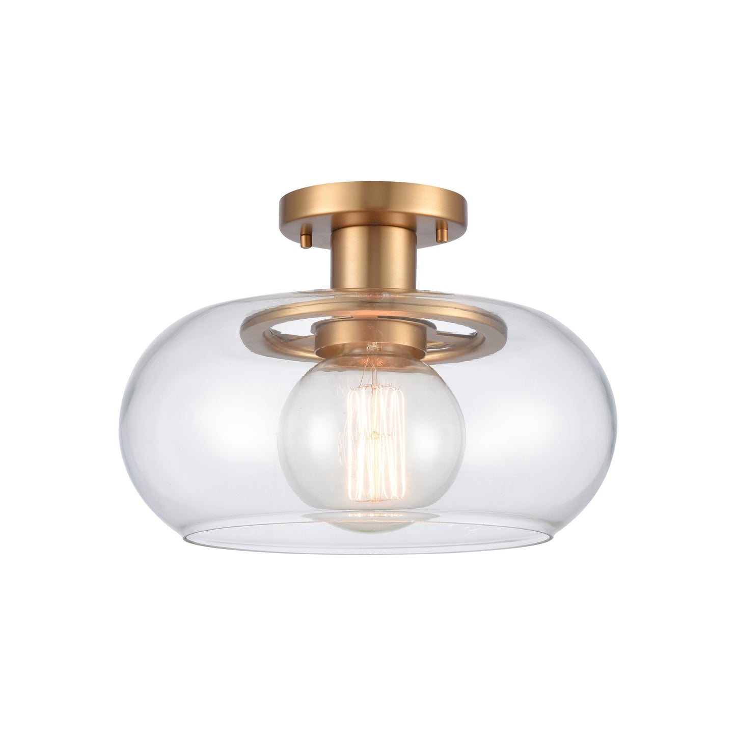 89764/1 - Clement 13'' Wide 1-Light Semi Flush Mount - Brushed Gold