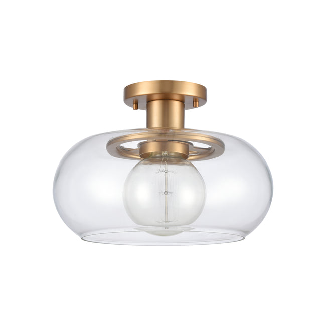 89764/1 - Clement 13'' Wide 1-Light Semi Flush Mount - Brushed Gold