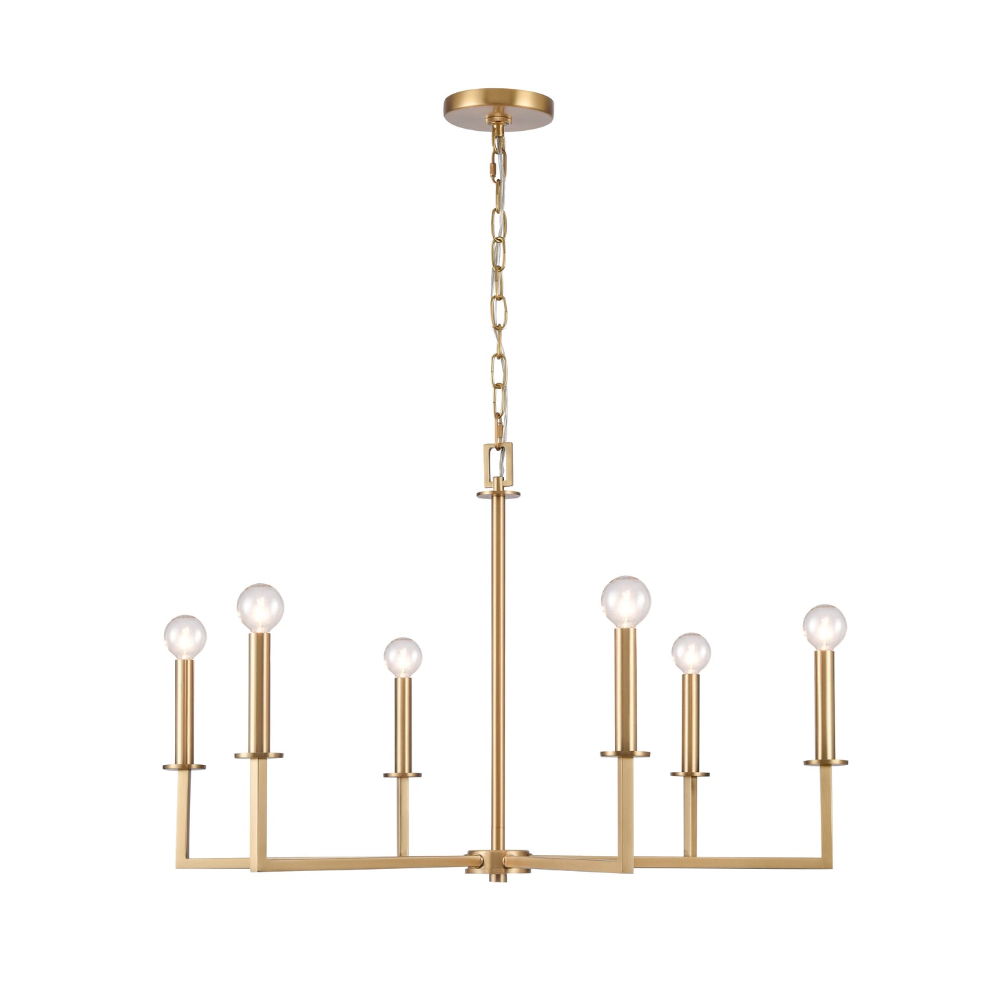 89886/6 - Dunne 30'' Wide 6-Light Chandelier - Lacquered Brass