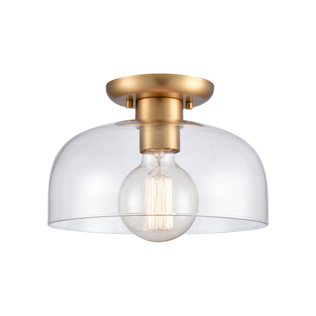 89954/1 - Brewer 10'' Wide 1-Light Semi Flush Mount - Brushed Gold