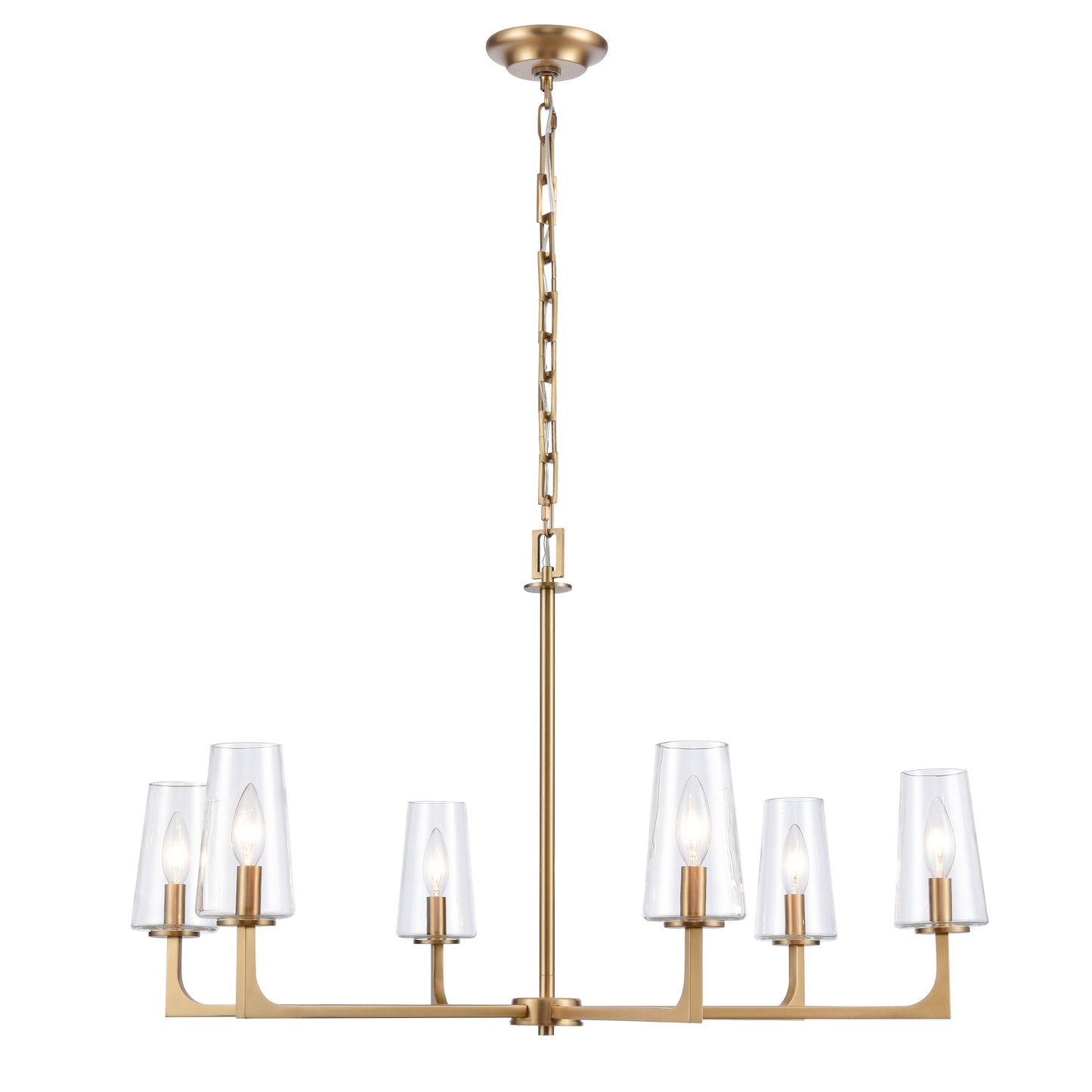 89976/6 - Fitzroy 34'' Wide 6-Light Chandelier - Lacquered Brass