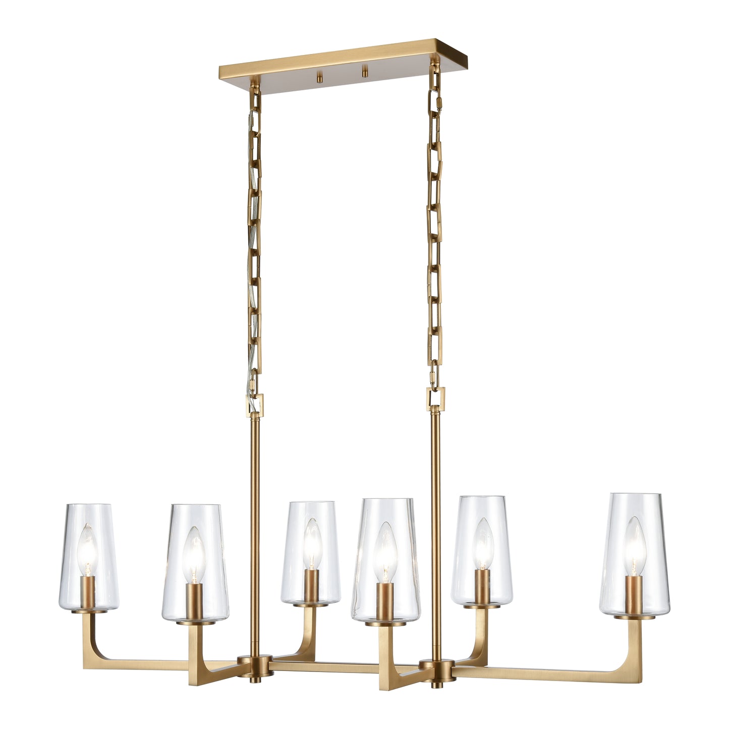 89977/6 - Fitzroy 36'' Wide 6-Light Linear Chandelier - Lacquered Brass