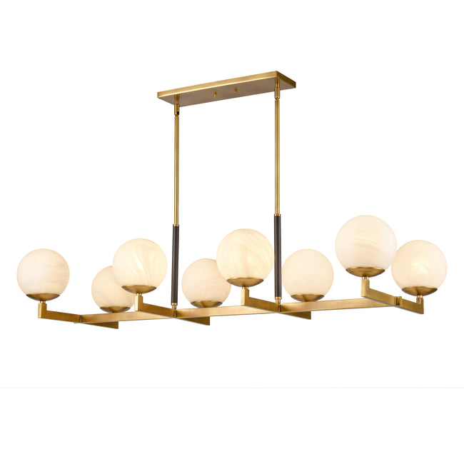 90067/8 - Gillian 46'' Wide 8-Light Linear Chandelier - Natural Brass with Matte Black