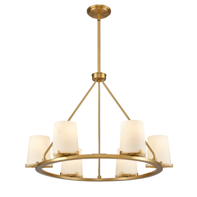 90156/6 - Votisse 30'' Wide 6-Light Chandelier -Lacquered Brass