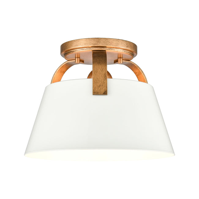 90190/1 - Jepson 9.5'' Wide 1-Light Semi Flush Mount - Matte White with Antique Gold