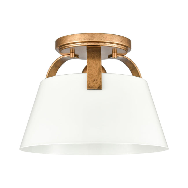 90190/1 - Jepson 9.5'' Wide 1-Light Semi Flush Mount - Matte White with Antique Gold