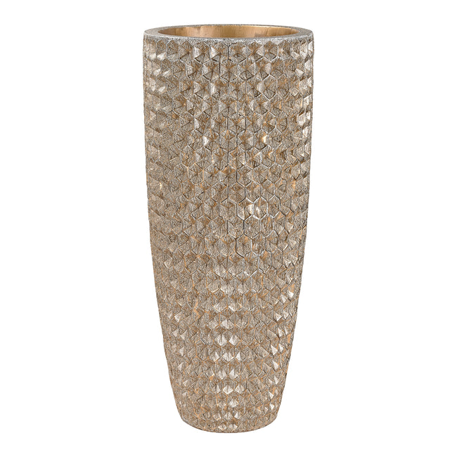 9166-025 - Geometric Textured Vase - Gold