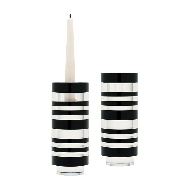 980001/S2 - Tuxedo Sliced Crystal Candleholders (Set of 2) - Small