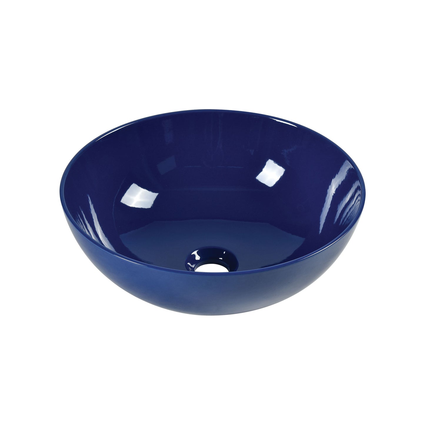 CVE152RDBL - Vitreous China Round Vessel Sink - Polished Blue 15.2 inch