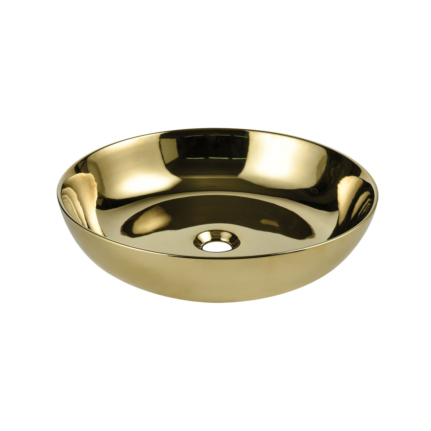 CVE187RDGD - Vitreous China Round Vessel Sink - Polished Gold 18.7 inch