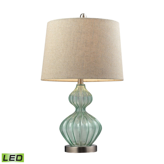 D141-LED - Smoked Glass 25'' High 1-Light Table Lamp - Light Green