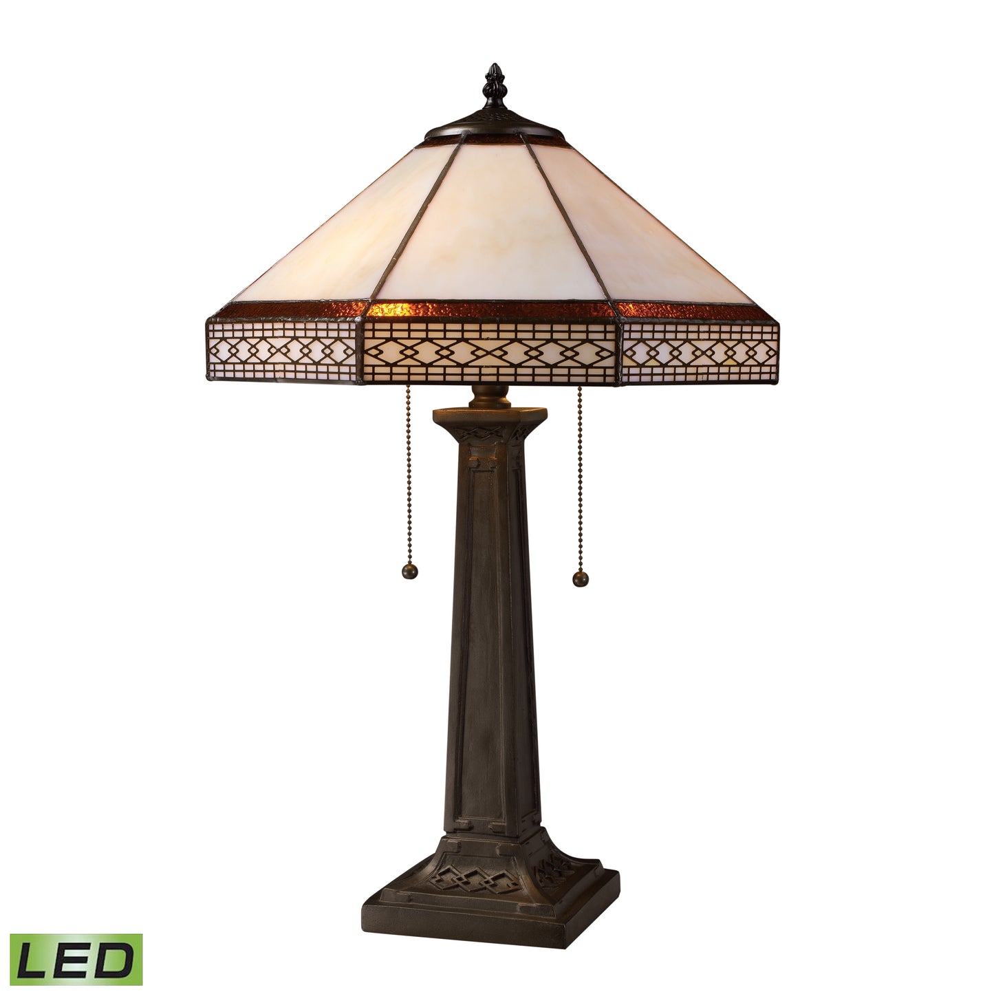 D1858-LED - Stone Filigree 24'' High 2-Light Table Lamp - Tiffany Bronze - Includes LED Bulbs