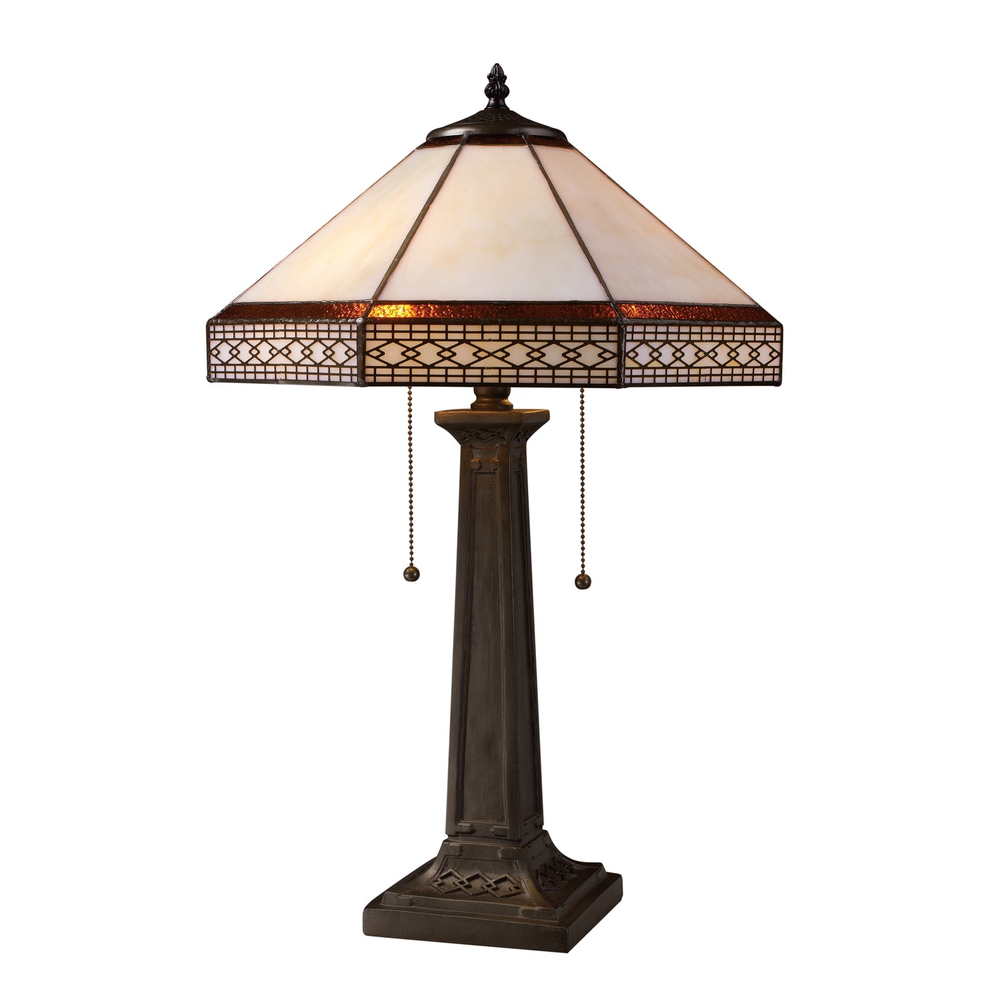 D1858 - Stone Filigree 24'' High 2-Light Table Lamp - Tiffany Bronze