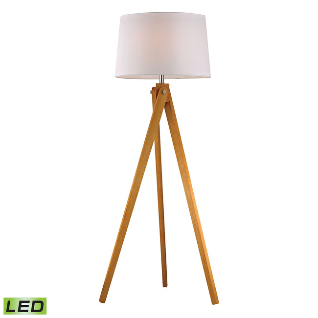 D2469-LED - Wooden Tripod 63'' High 1-Light Floor Lamp - Natural