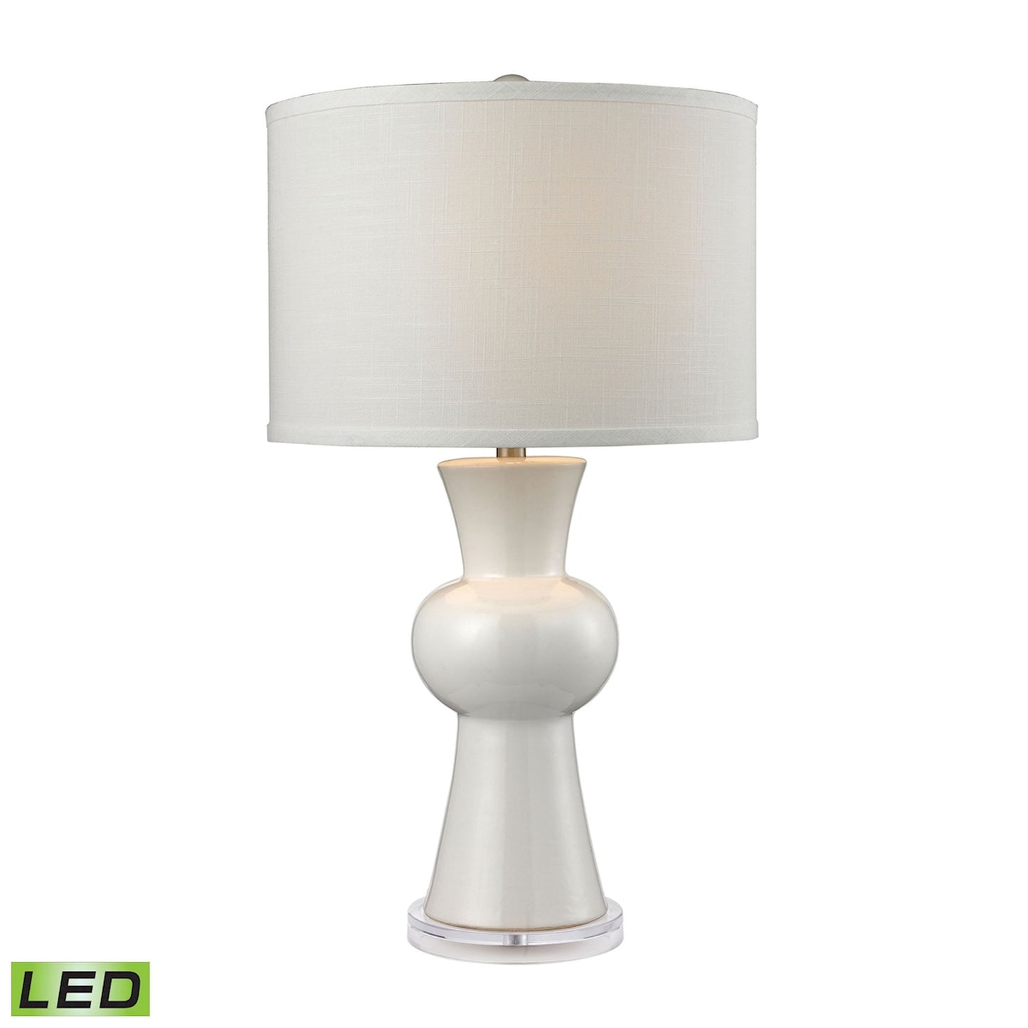 D2618-LED - White Ceramic 28'' High 1-Light Table Lamp - Gloss White