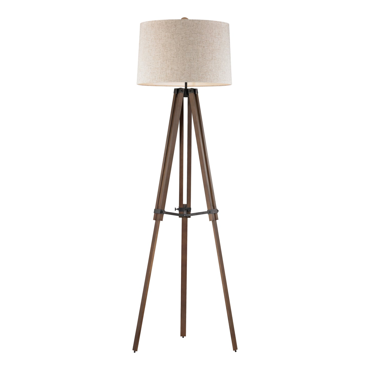 D2817 - Wooden Brace 62'' High 1-Light Floor Lamp - Black