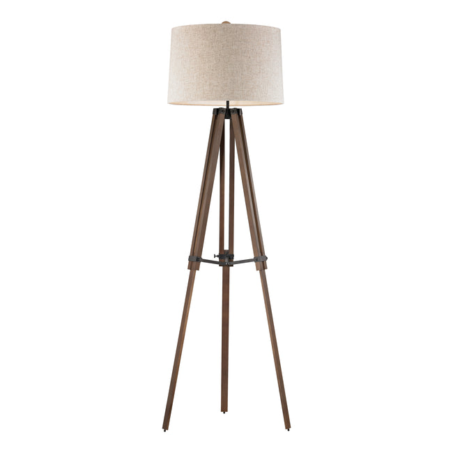 D2817 - Wooden Brace 62'' High 1-Light Floor Lamp - Black