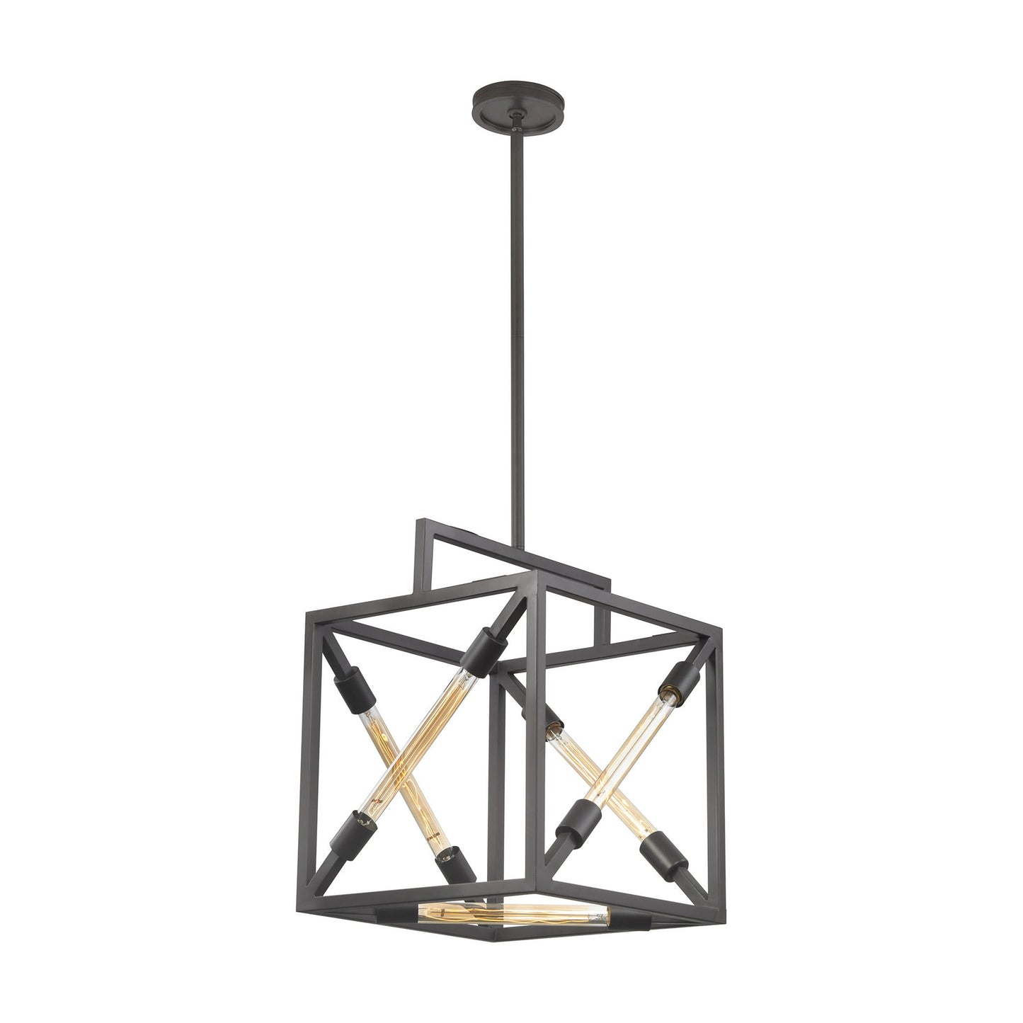 D3207 - Box Tube 16'' Wide 5-Light Pendant - Oil Rubbed Bronze