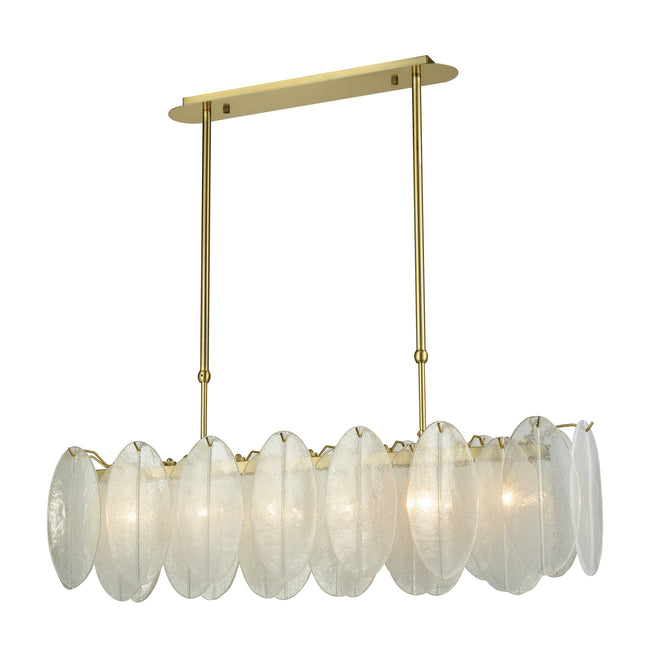 D3311 - Hush 47'' Wide 6-Light Linear Chandelier - Aged Brass with White