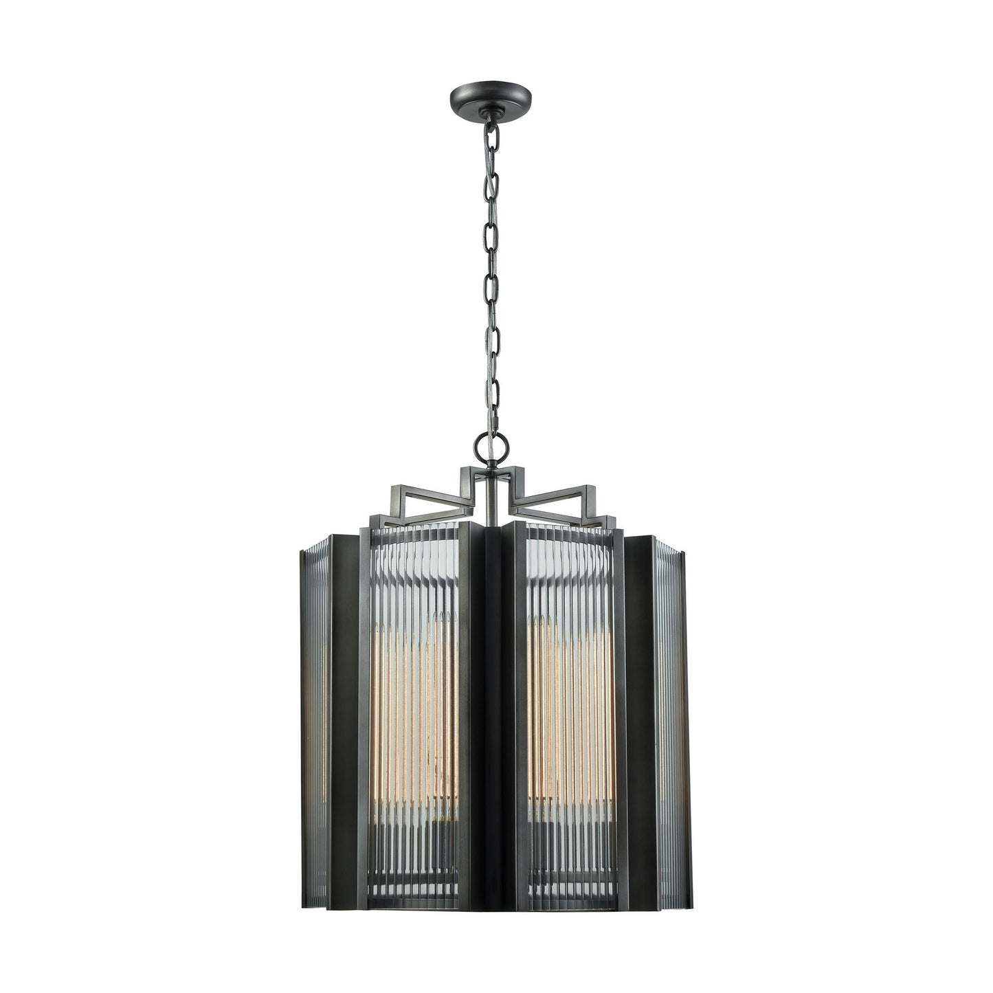 D3540 - Space Elevator 21'' Wide 8-Light Chandelier - Aged Pewter