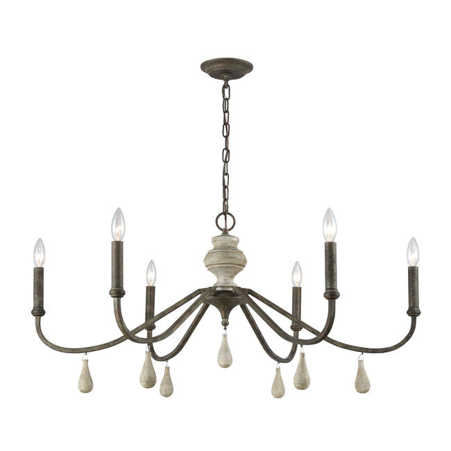 D3871 - French Connection 38'' Wide 6-Light Chandelier - Malted Rust