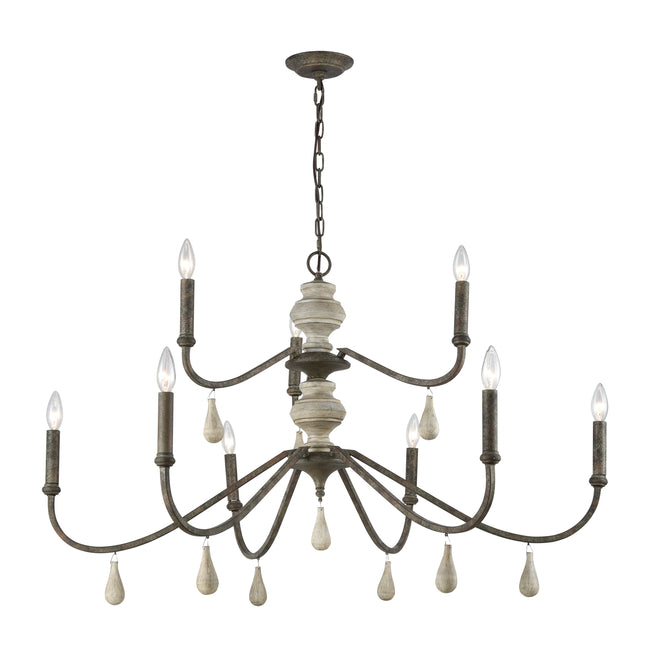 D3960 - French Connection 42'' Wide 9-Light Chandelier - Malted Rust