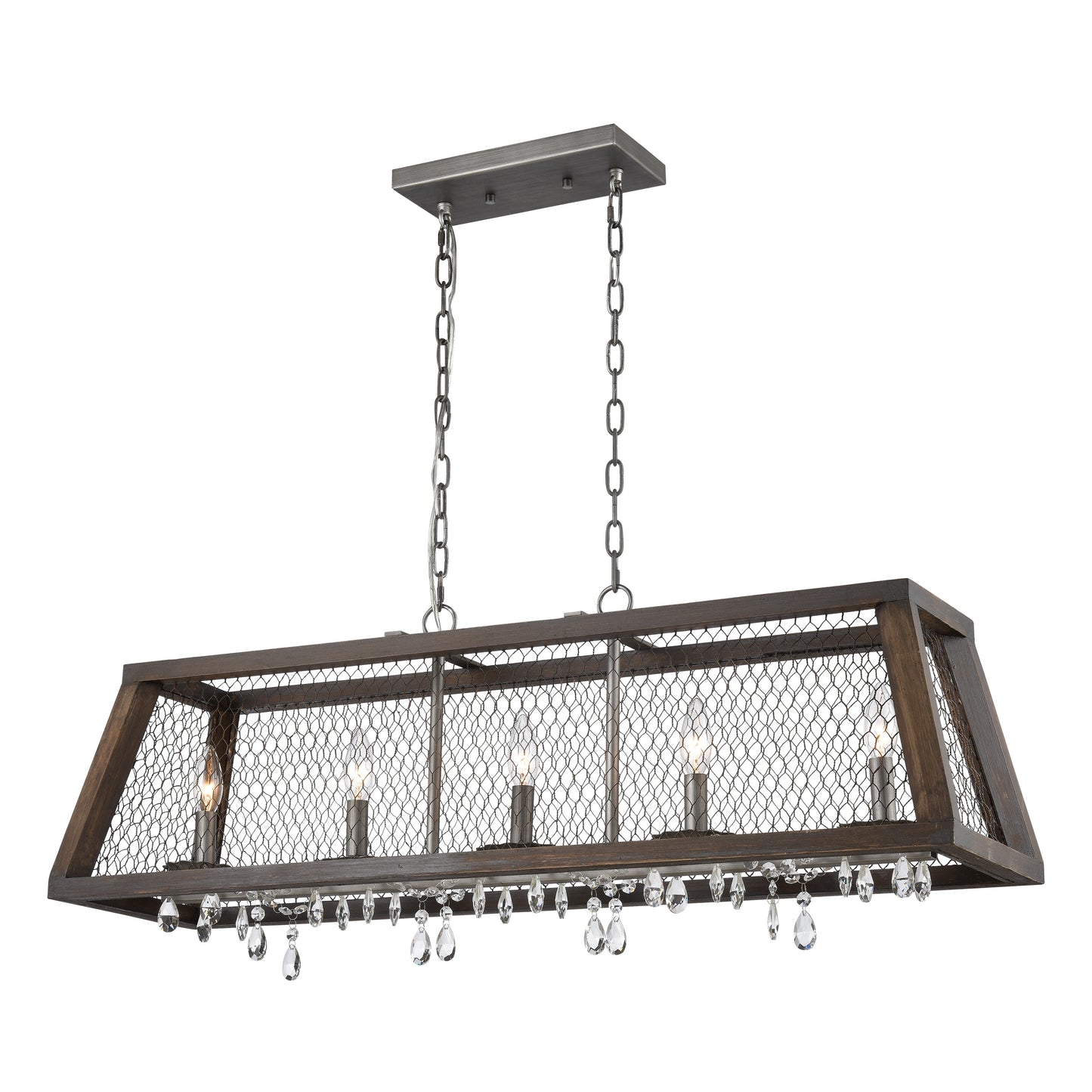 D3998 - Renaissance Invention 38'' Wide 5-Light Linear Chandelier - Weathered Zinc