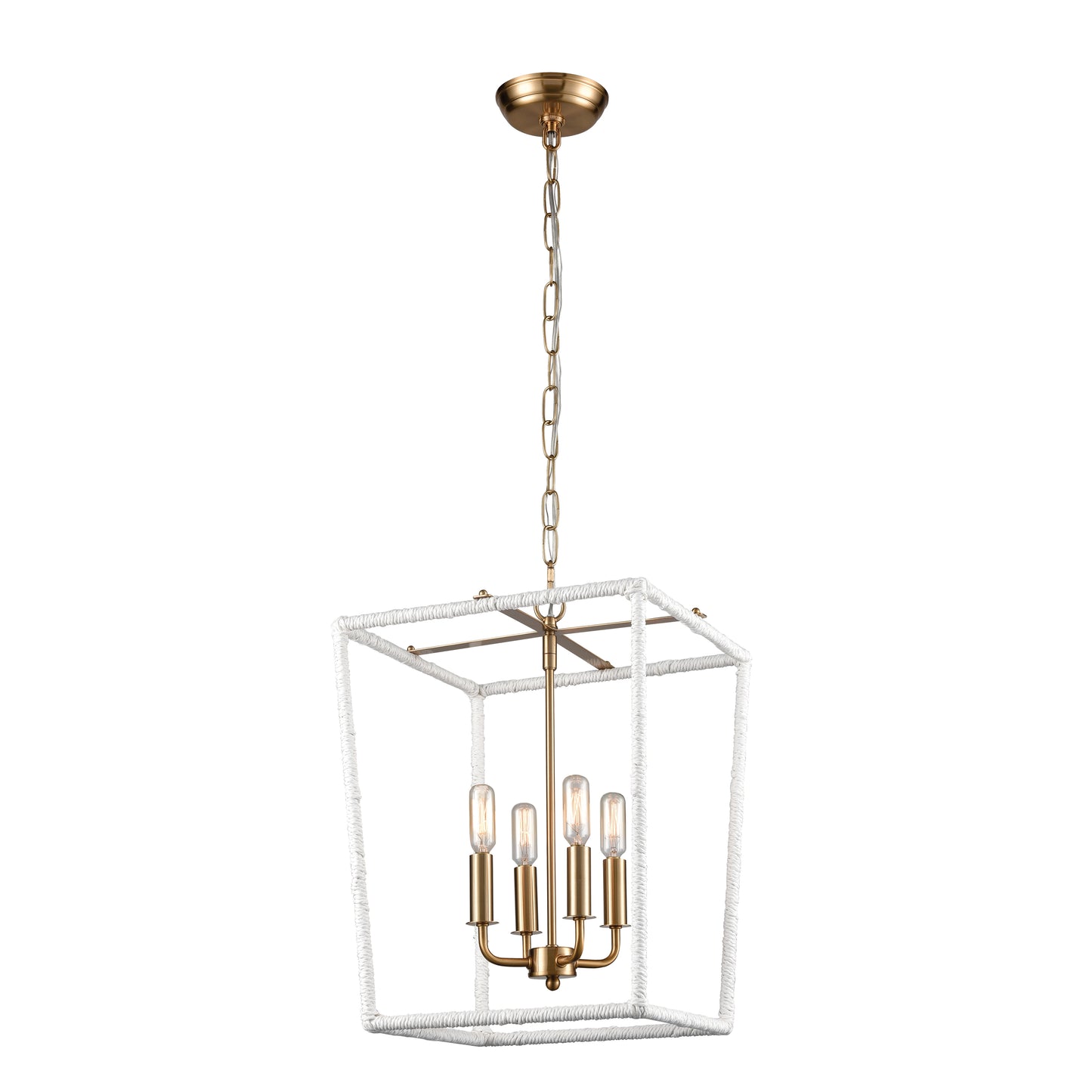 D4035 - Kingdom 14'' Wide 4-Light Pendant - Aged Brass with White