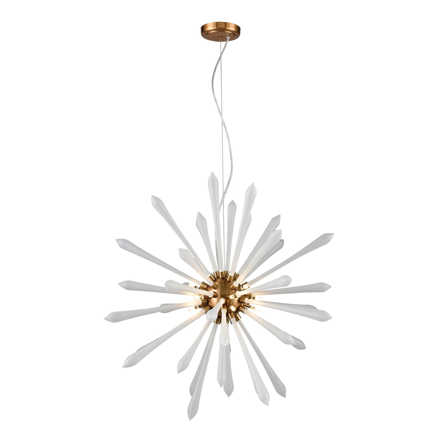 D4144 - Spiritus 28'' Wide 13-Light Chandelier - Aged Brass with White