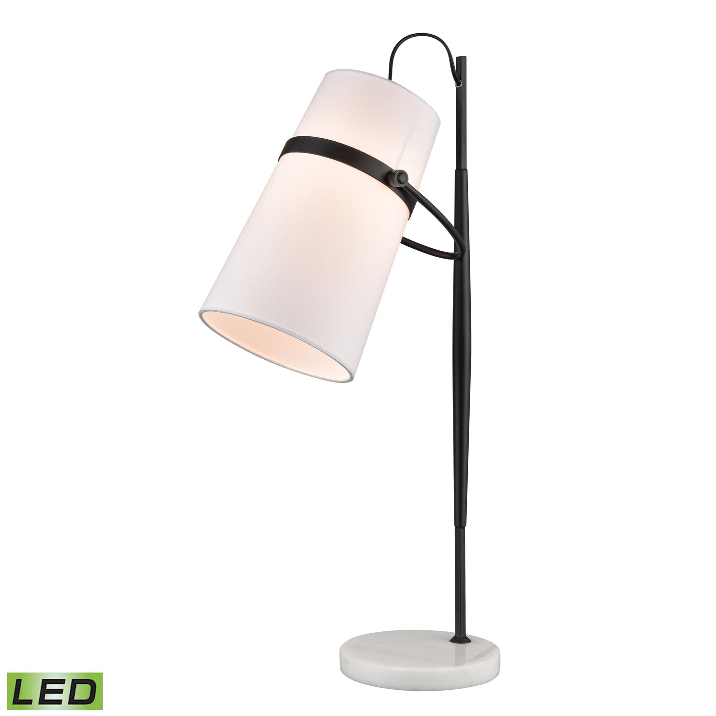 D4191-LED - Banded Shade 28'' High 1-Light Desk Lamp - Matte Black - Includes LED Bulb