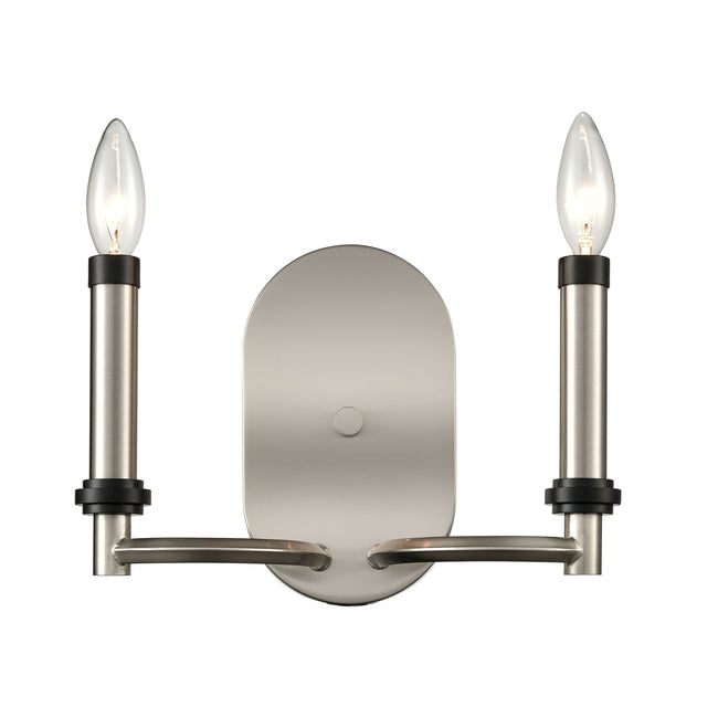 D4339 - Sunsphere 10'' High 2-Light Sconce - Satin Nickel