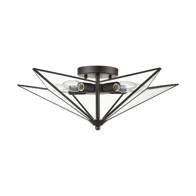 D4386 - Moravian Star 21'' Wide 5-Light Flush Mount - Oil Rubbed Bronze