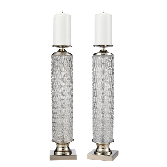 D4407/S2 - Chaufer Candleholder - Set of 2 Polished Nickel