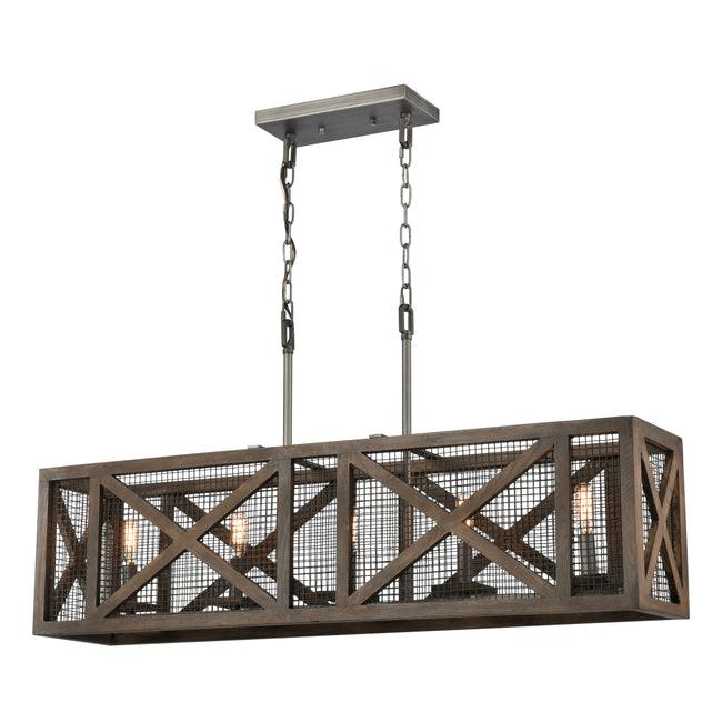 D4445 - Stockyard 38'' Wide 5-Light Linear Chandelier - Weathered Zinc