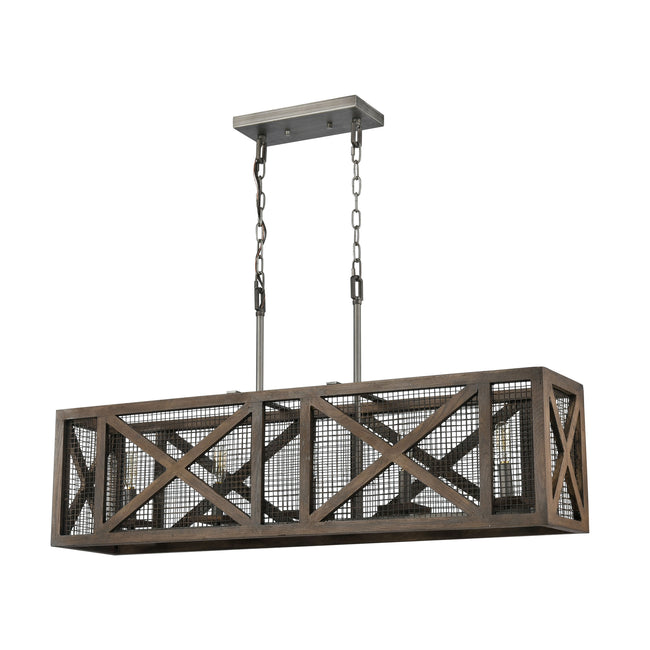 D4445 - Stockyard 38'' Wide 5-Light Linear Chandelier - Weathered Zinc